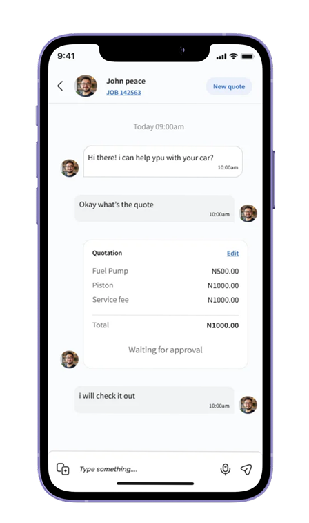 Job details phone mockup screen